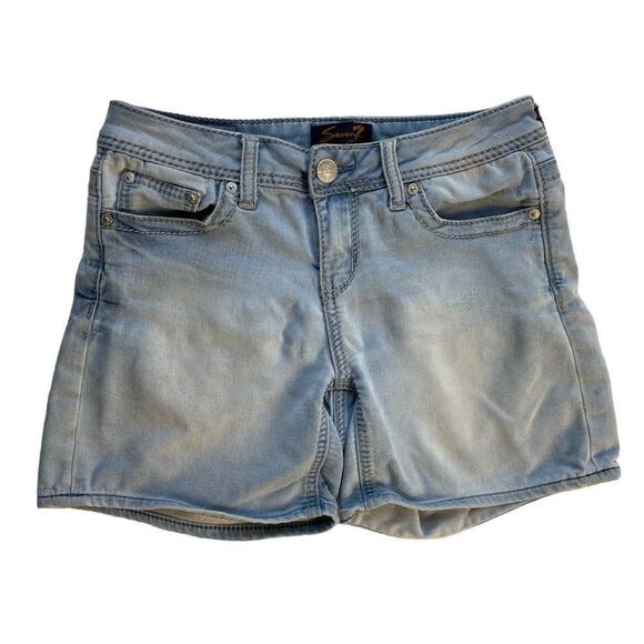 Seven7 High Rise Denim Stretch Light Wash Short - Women’s 4 - Picture 1 of 7